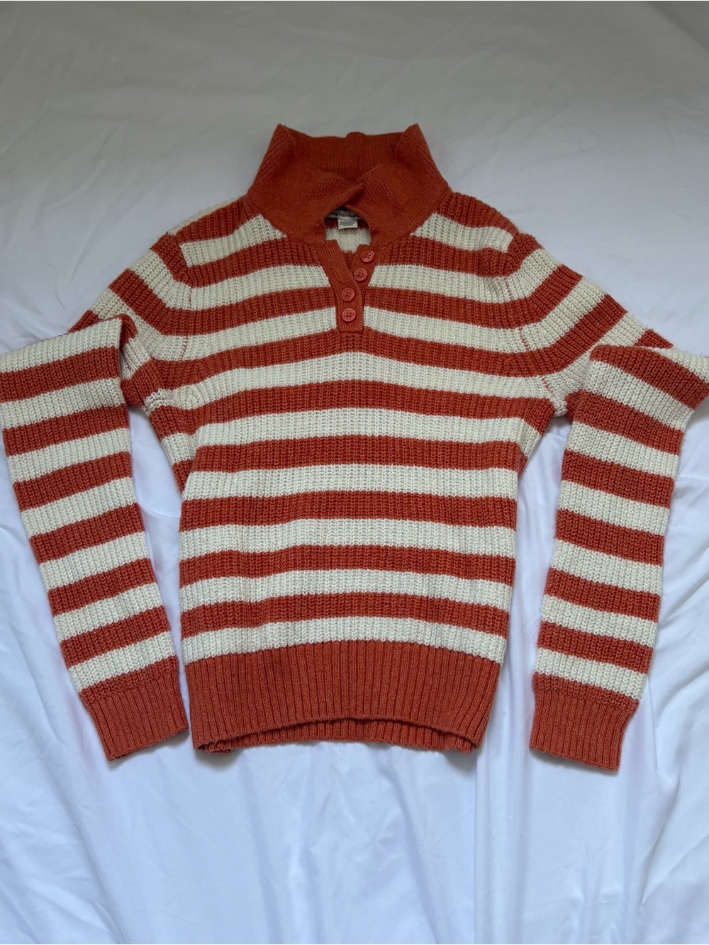 Striped Orange and Cream Women’s Knit Sweater